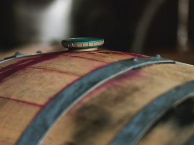 Close up of barrel in the Robert Craig cellar