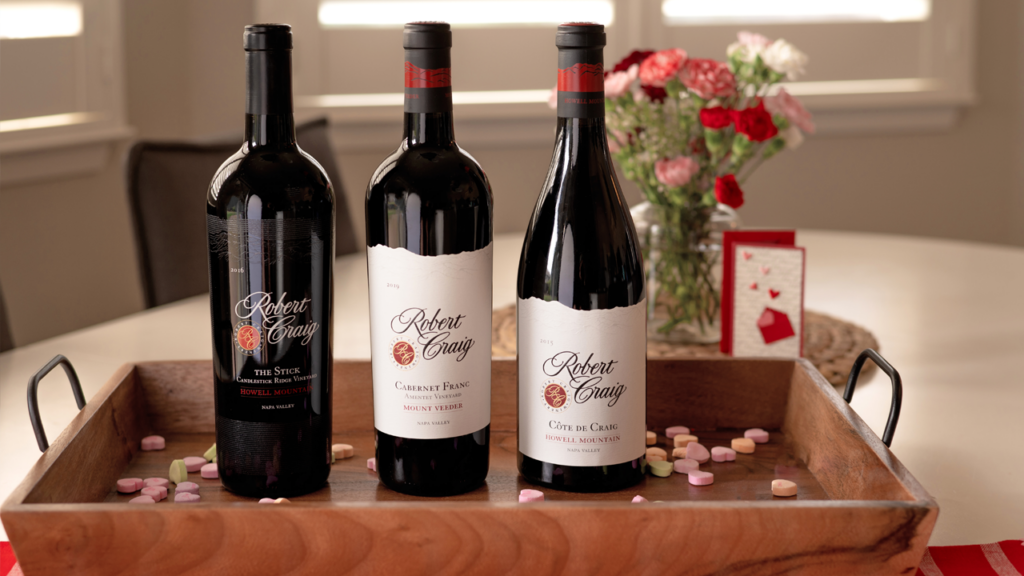 Three wines featured in the Valentine's Virtual Tasting held February 14, 2023